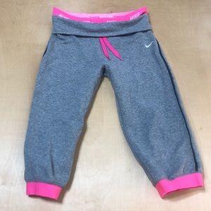 Nike Dri Fit Fold Over Capri Jogger Sweat Pants S